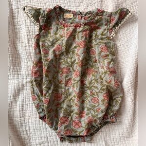 Boutique Blue and pink floral onesie- 18-24mo